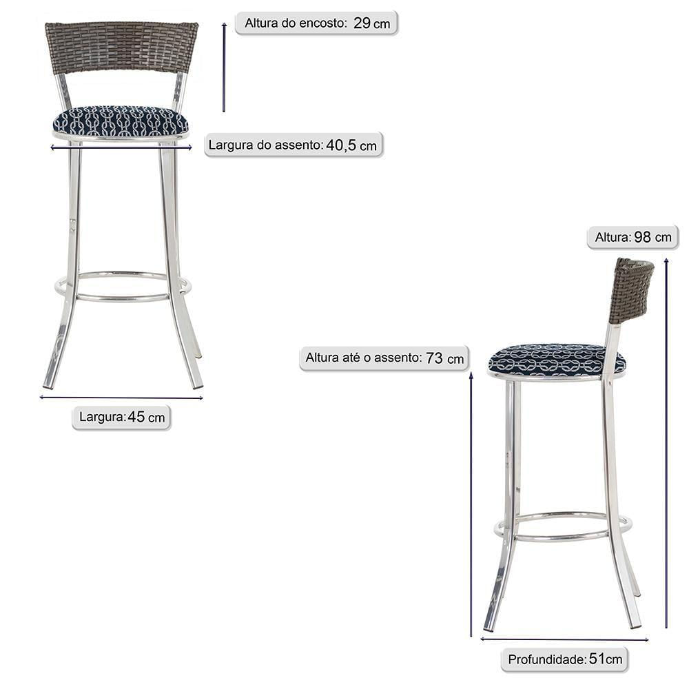 Miniatura Conjunto Com 2 Banquetas Em Alumínio, Fibra Sintética E Impermeável Tc Argila Z30