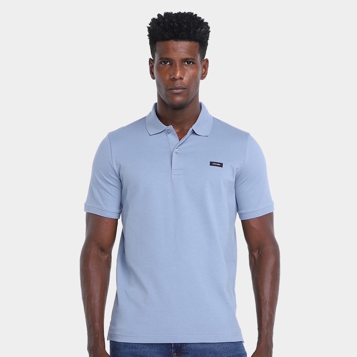 Miniatura Camisa Polo Calvin Klein Slim Em Piquet Masculina Azul Claro - G