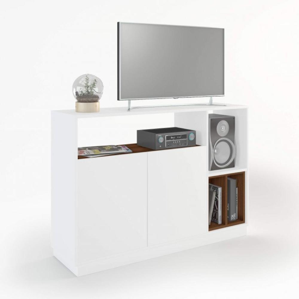 Conjunto Rack para TV até 48 Polegadas 2 Portas e Aparador 2 Portas Folhas Outono Estilare Branco