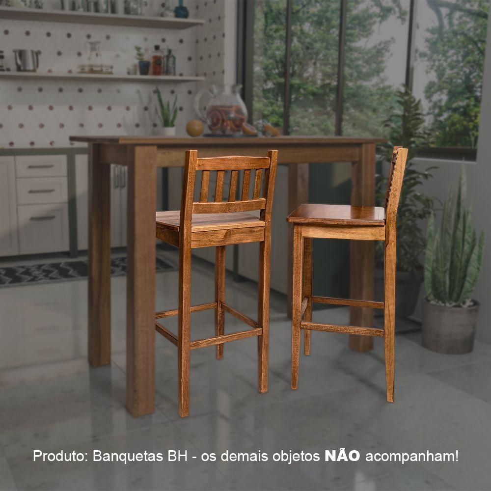 Miniatura Kit 8 Banquetas Gourmet Rústica Para Restaurantes Em Madeira Maciça Bh - Natural - Bege