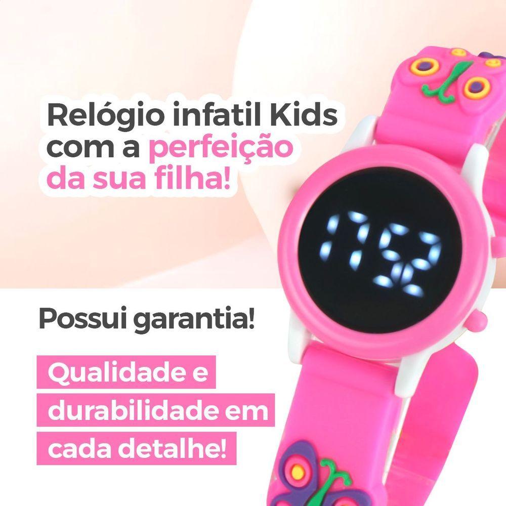 Miniatura Relogio Digital Infantil Menina Rosa + Oculos Sol + Pulseira Pulseira Ajustavel Criança Menina Caixa