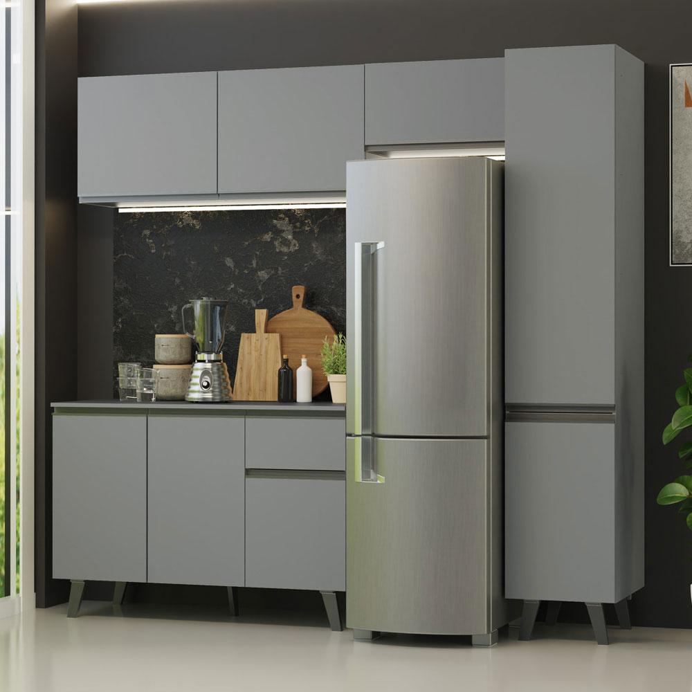 Miniatura Armário de Cozinha Completa 220cm Cinza Nice Madesa 03 Cinza