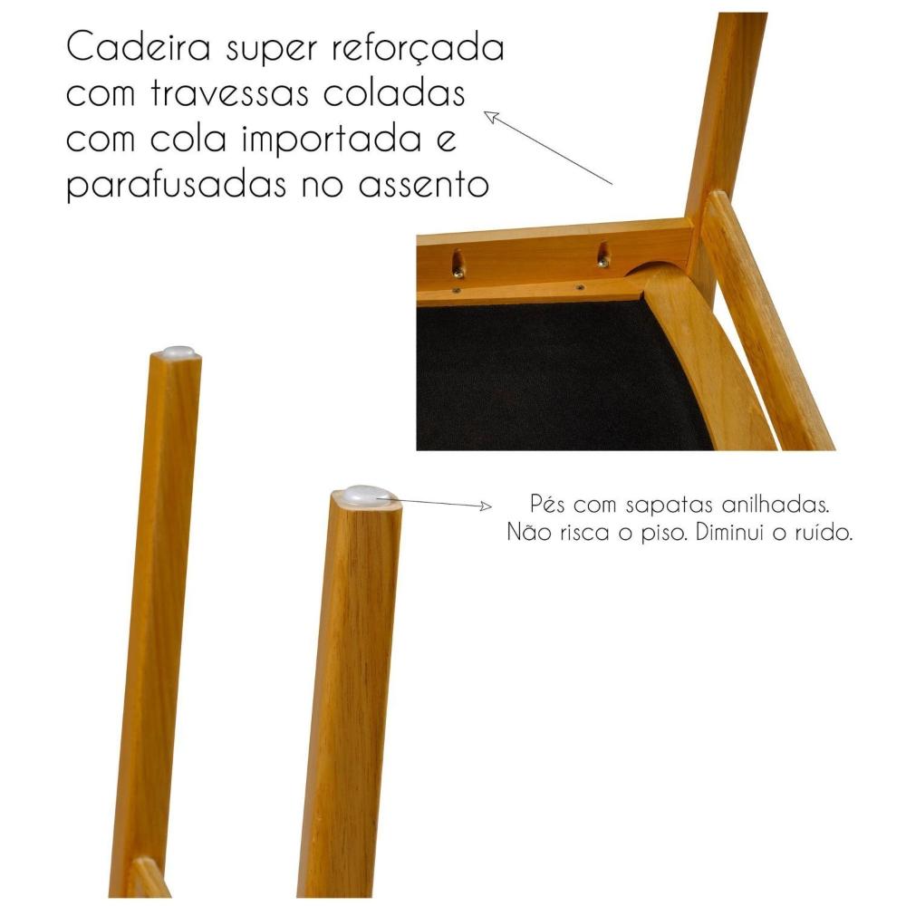 Kit 2 Cadeiras Madeira Maciça Encosto e Assento Estofado Chade Freijó