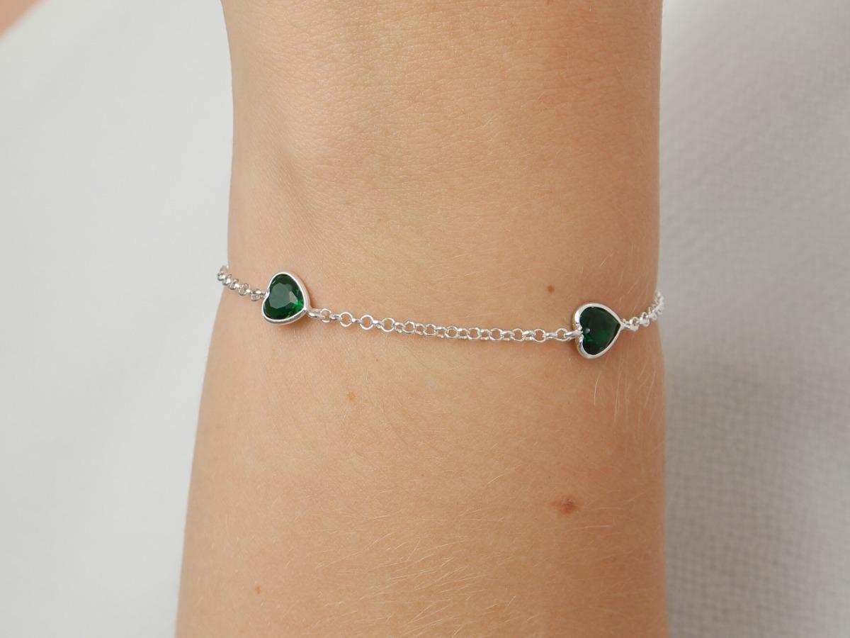 Pulseira Feminina Pedra Zirconia Coração Prata 925