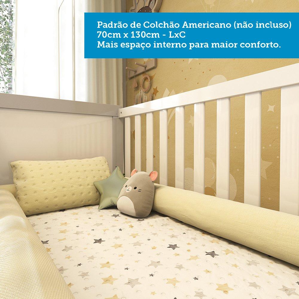 Berço Mini Cama Retrô Móveis Peroba Branco Brilho/Cinza