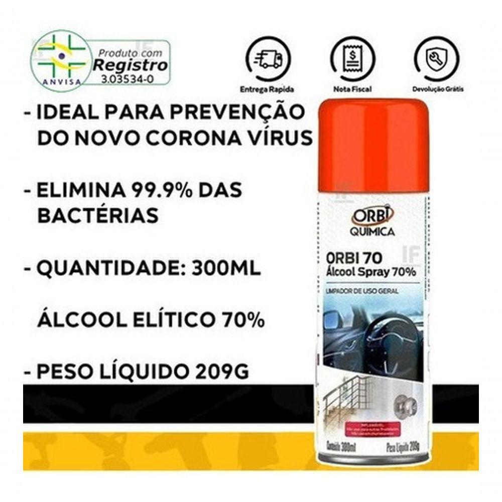 Álcool Em Spray 70% Aerossol 300Ml Orbi 4 Unidades