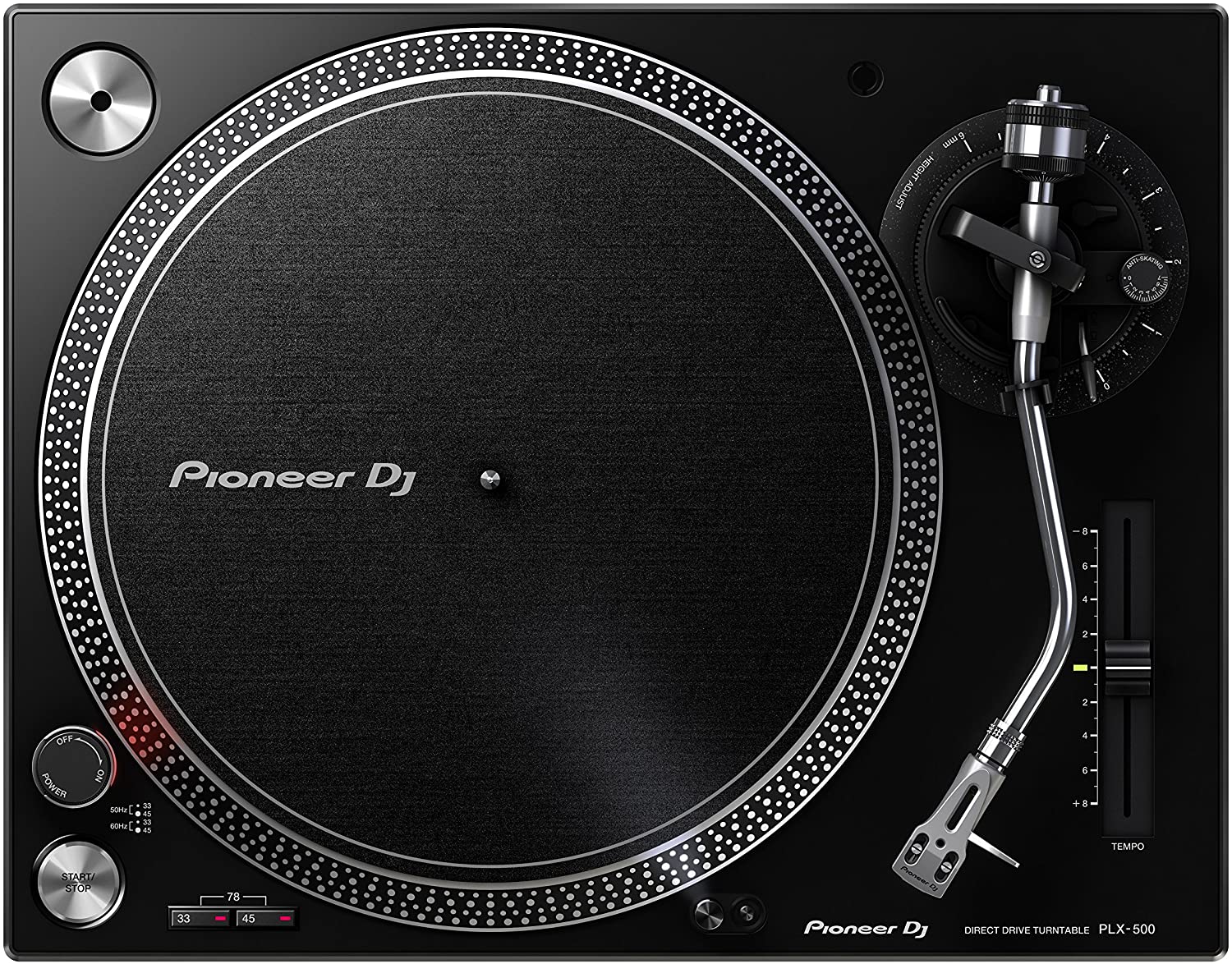 Miniatura Pioneer DJ PLX500K Toca Discos com Motor de Acionamento Direto Pré Amplificador Headshell com Cartucho e Caneta e saída USB