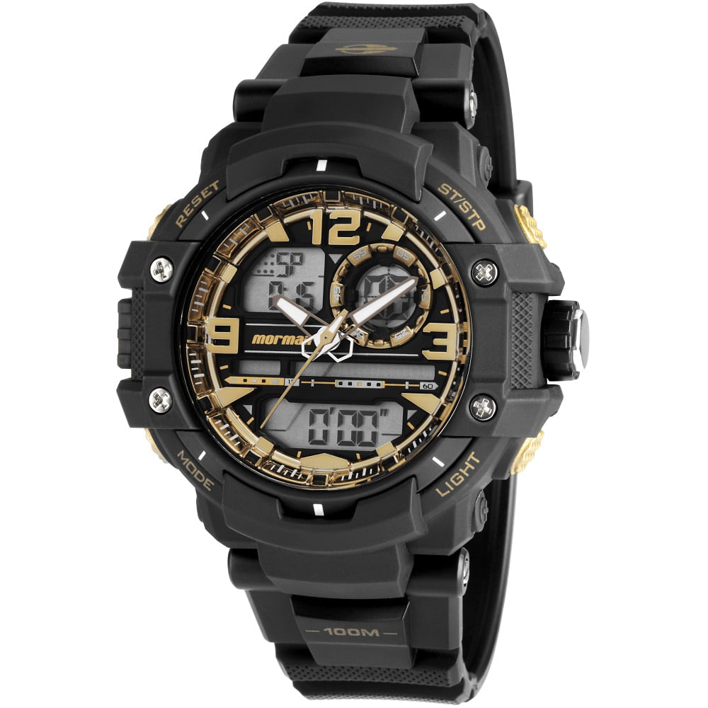 Miniatura Relógio Mormaii Masculino Anadigi Mo0949/8u Dourado