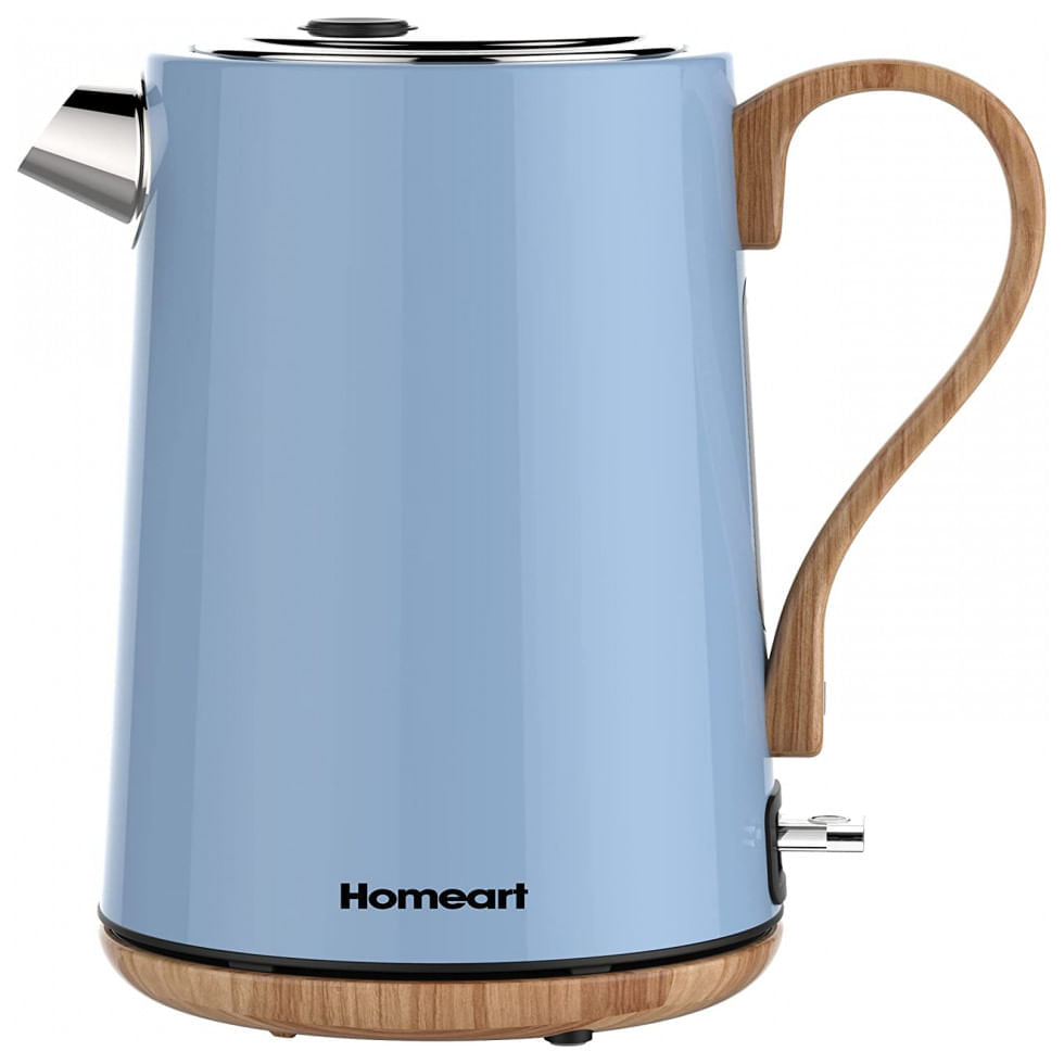 Miniatura Chaleira Elétrica Homeart 1.7L em Aço Inoxidável com Desligamento Automático e Proteção Contra Fervura, 110V 1500W, Azul