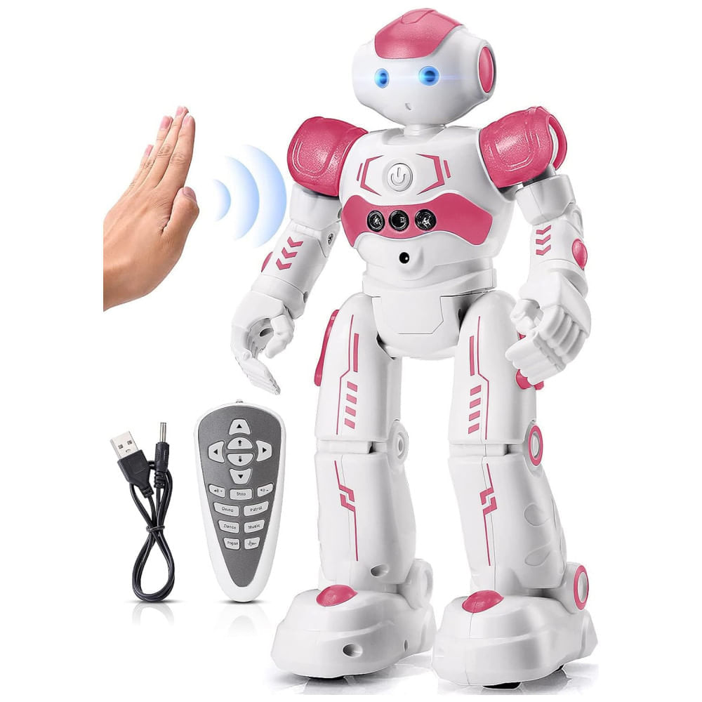 Miniatura Robô KingsDragon RC para Crianças: Controle por Gestos e Sensor Remoto, Ideal para Meninos e Meninas de 3 a 8 Anos, Presente de Aniversário, Cor Rosa.