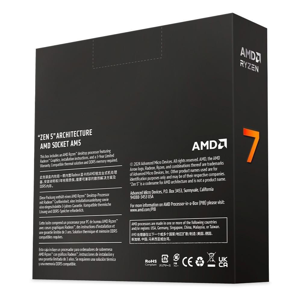 Miniatura Processador AMD Ryzen 7 9700X, 3.8 GHz (5.5 GHz), Cache 32 MB, 8 Núcleos, 16 Threads, AM5 - 100-100001404WOF