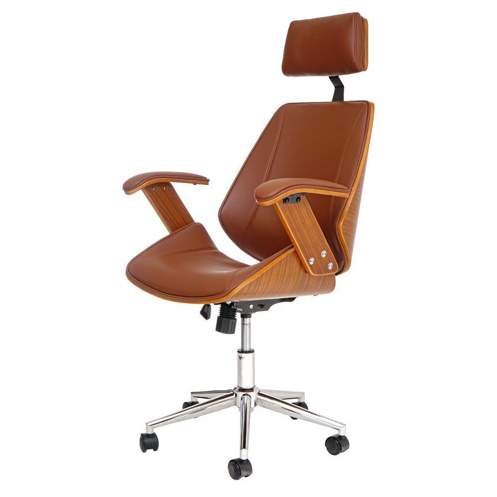 Miniatura Cadeira De Escritório Office Lisboa Pu Marrom Base Giratória Cromada