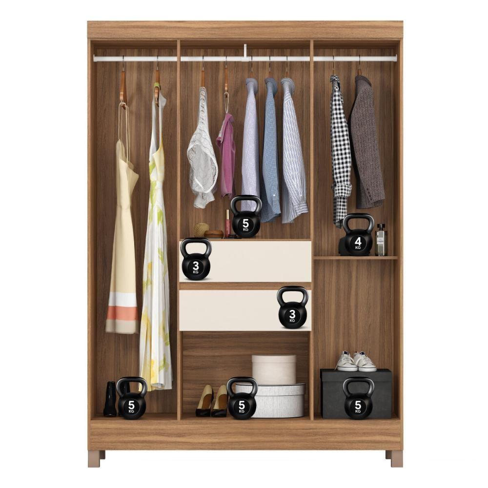 Miniatura Guarda-roupa Com 6 Portas E 2 Gavetas 128cm Multimóveis Cr35283 Amêndola/off White