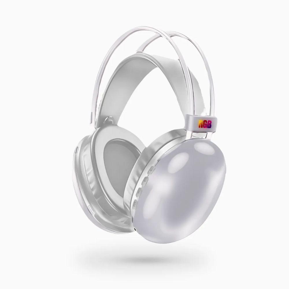 Miniatura Fone De Ouvido Branco Sem Fio Bluetooth Led Rgb Recarregável