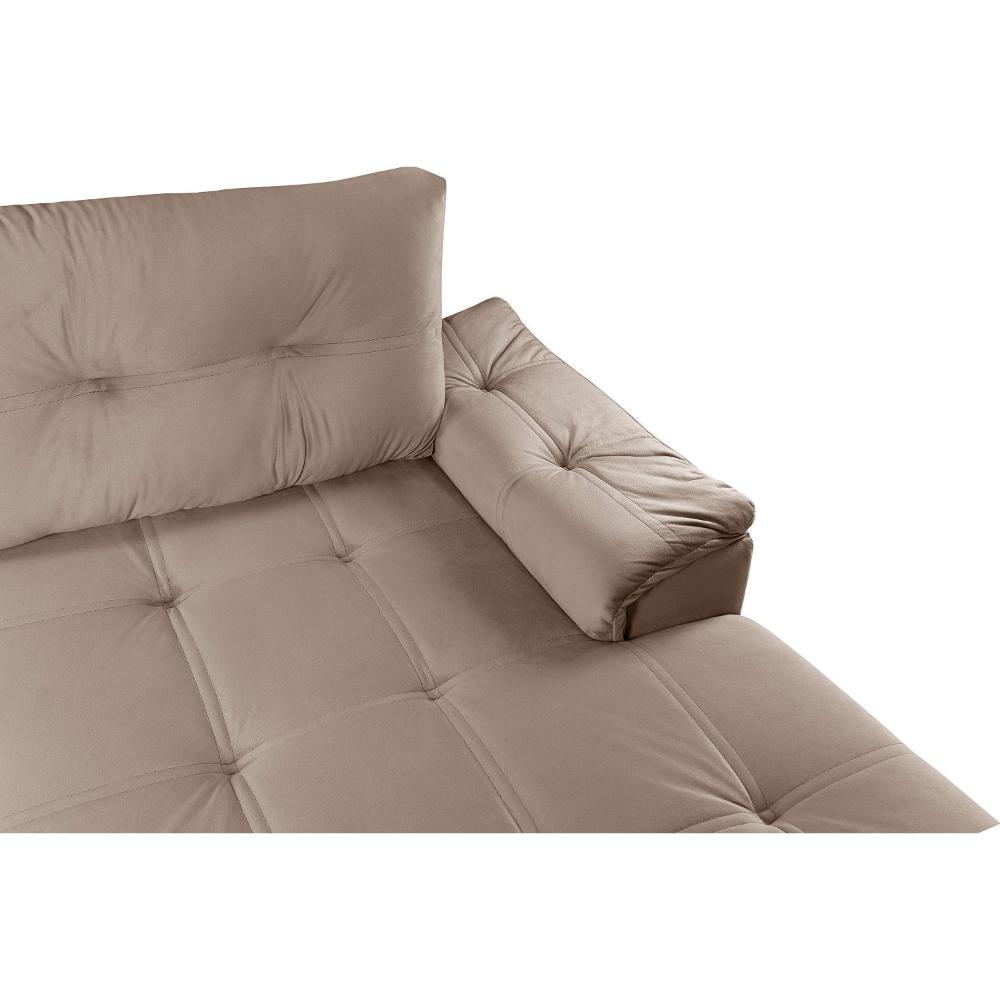 Miniatura Sofá de Canto 6 Lugares Com Chaise Suede Aveludado Viena Império Estofados Chocolate