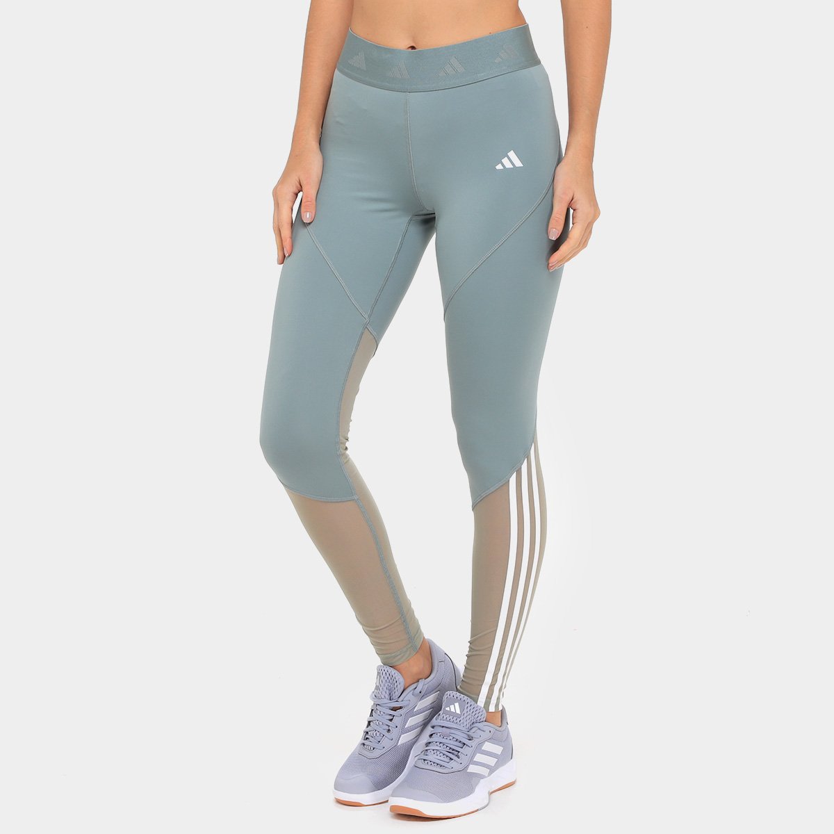 Miniatura Calça Legging Adidas Hyperglam Feminina Verde+Branco - EP