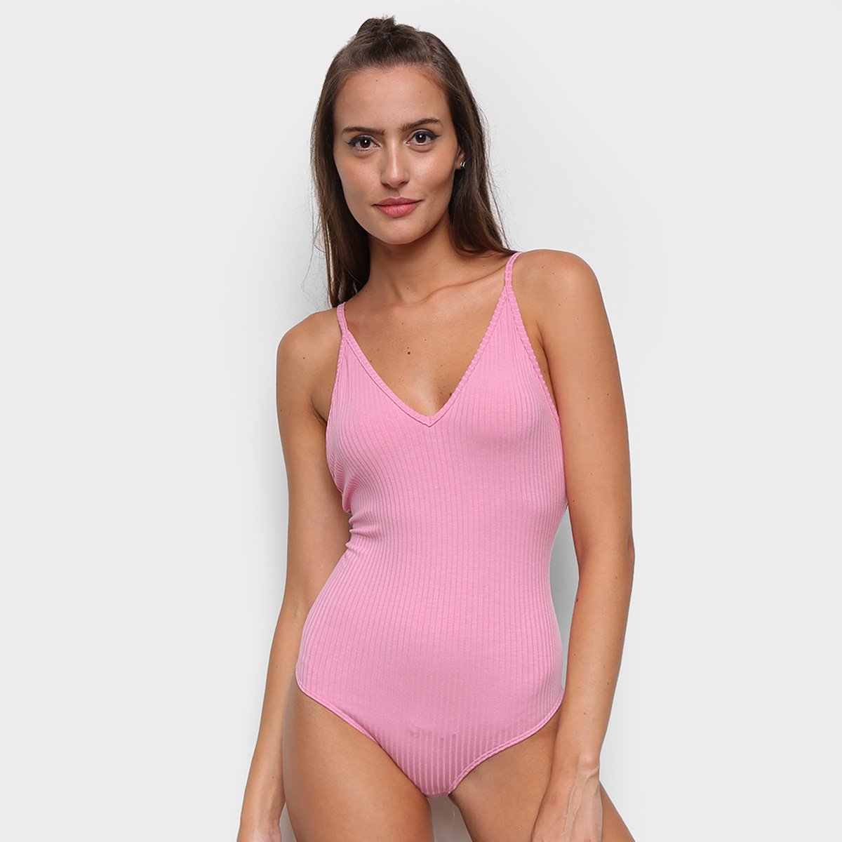 Miniatura Body Colcci Cavado Canelado Liso Rosa - G
