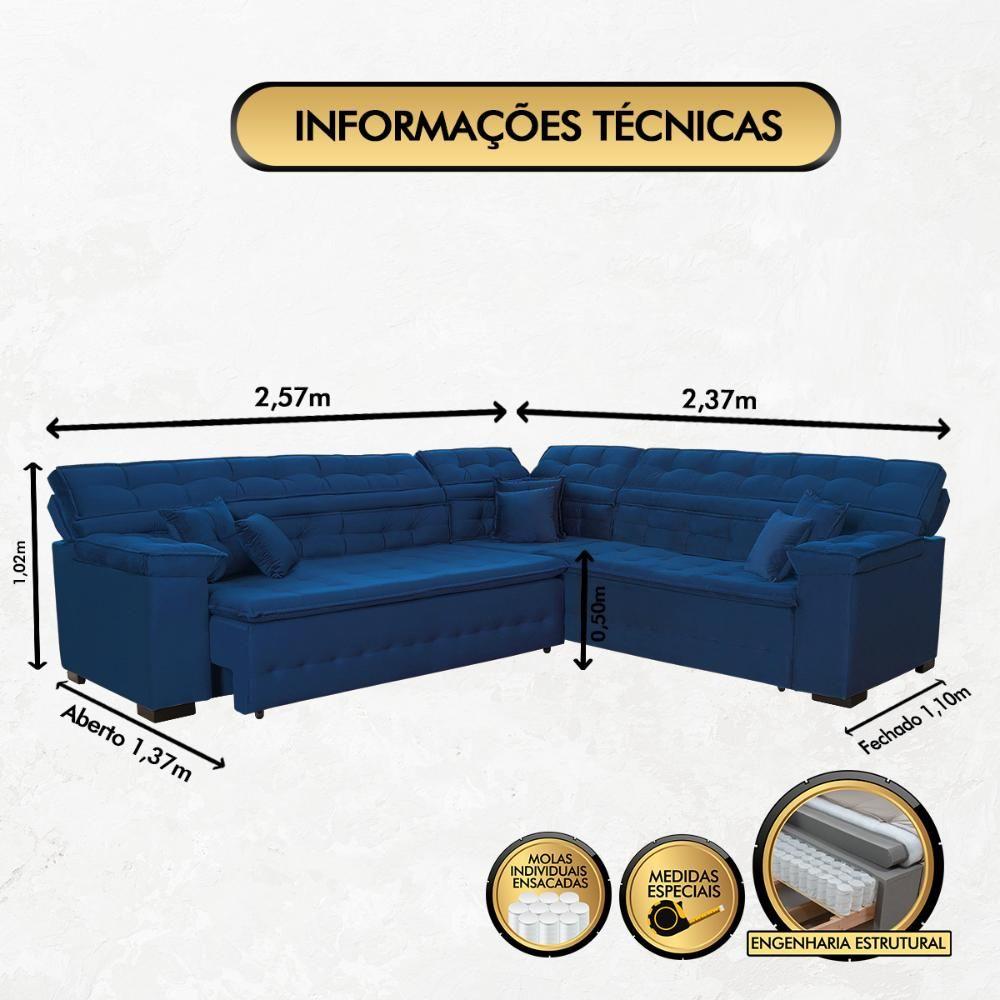 Miniatura Sofá de Canto Magno 2,57x2,37m Azul