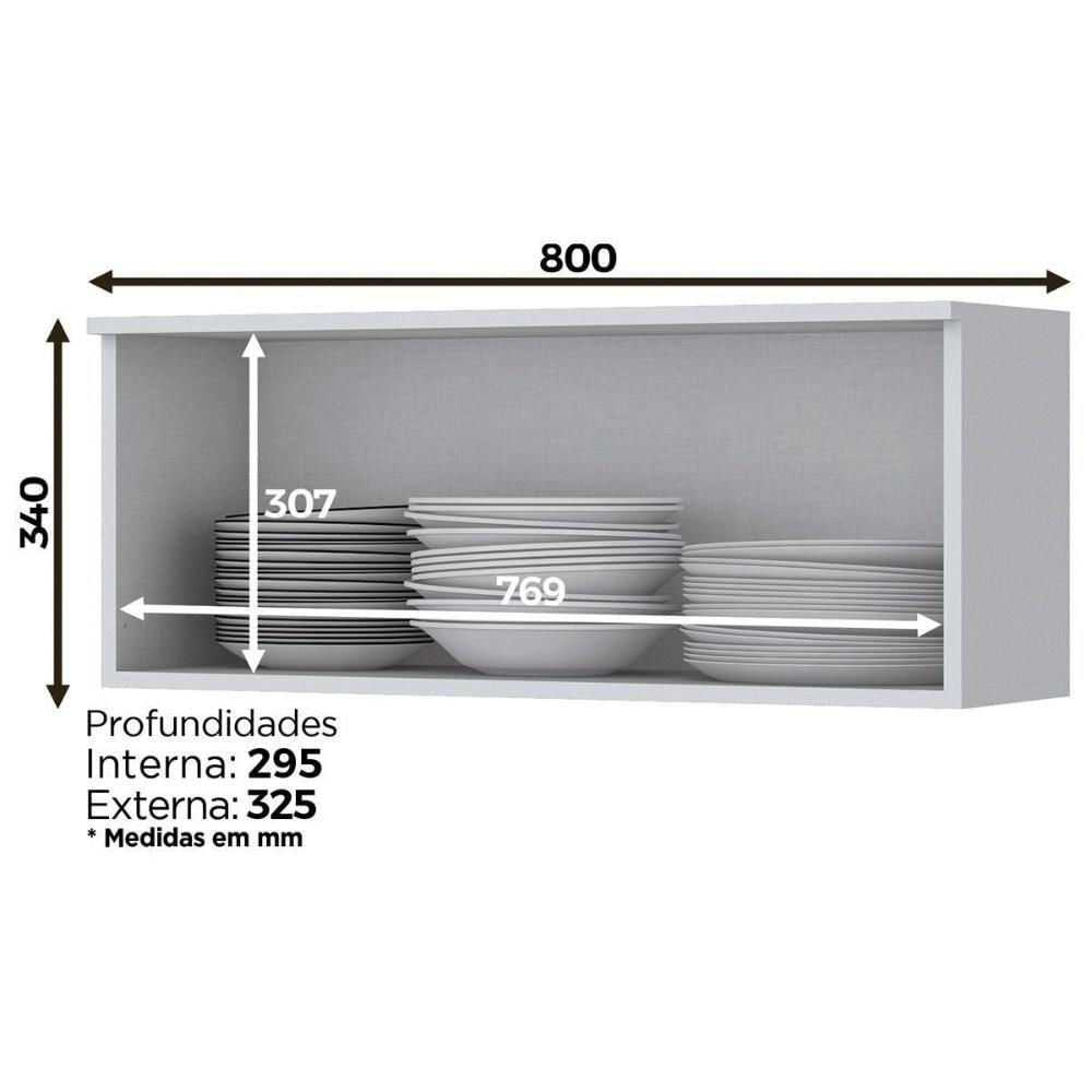 Miniatura Armário Aéreo P- Cozinha Americana Geladeira C-1 Porta Basculante 80x34cm Branco - Henn