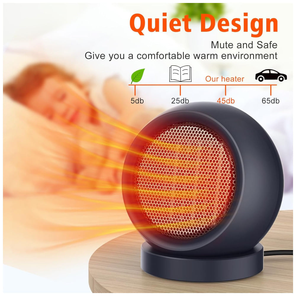 Miniatura Aquecedor de Mesa Coolfor, Eficiente e Rápido, Ideal para Ambientes Internos - Roxo e Prateado - 1200W