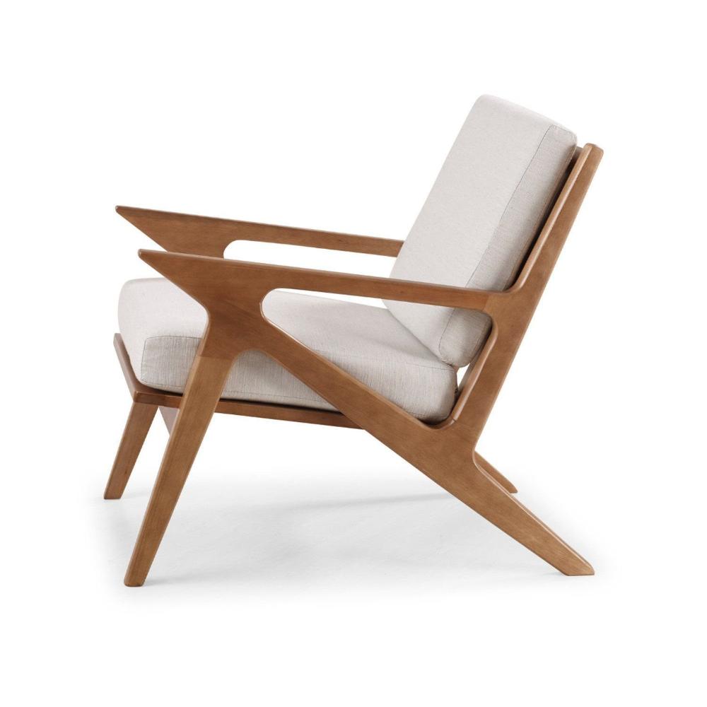 Miniatura Poltrona para Sala Oslo, Verniz Avelã, Tecido Cru Calandro Verniz Avelã