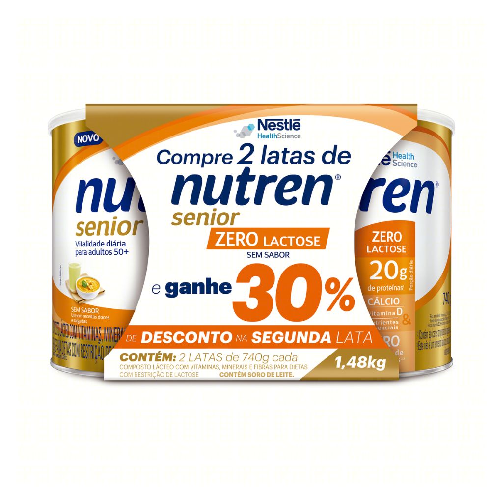 Miniatura Nutren Senior Zero Lactose Sem Sabor 2 Unidades de 740g Cada