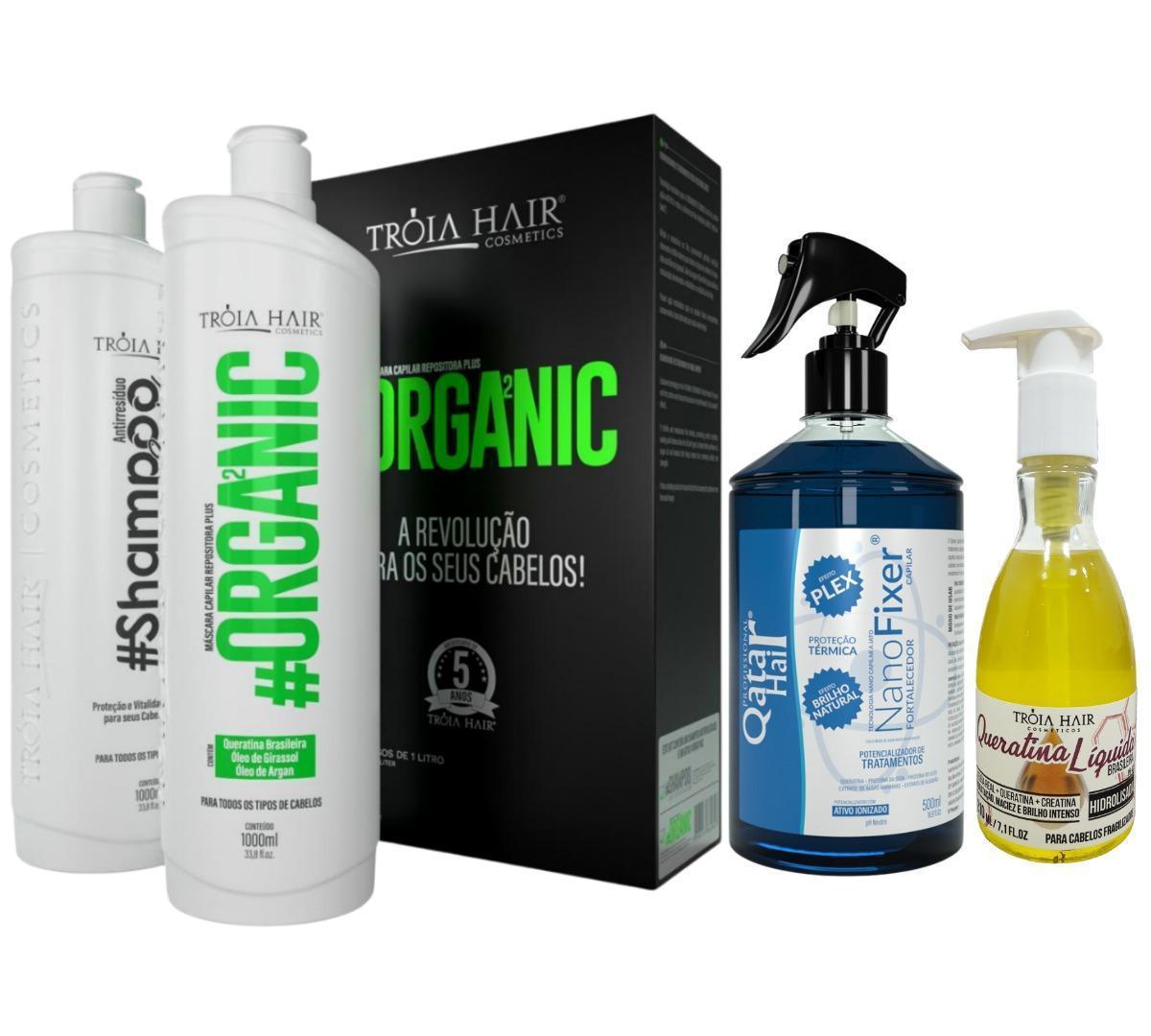 Miniatura Kit Organic + Queratina Liquida 210Ml + Nanofixer Troia Hair