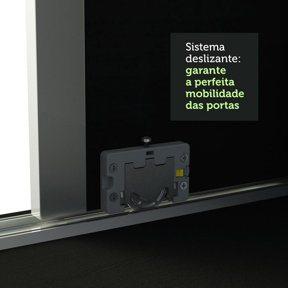 Miniatura Guarda Roupa Casal 100% MDF Madesa Zurique 3 Portas de Correr com Espelho - Preto/Branco Preto/Branco