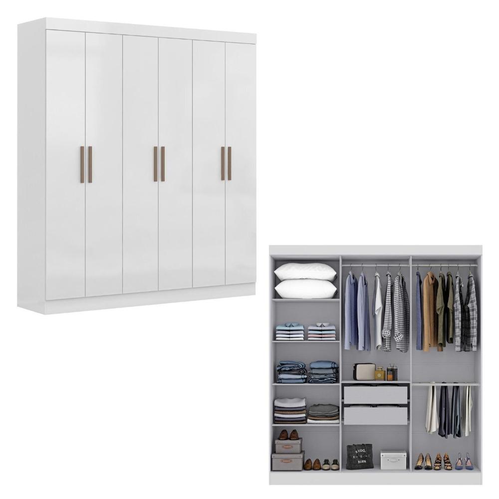 Miniatura Guarda-roupa Modulado de Canto 9 Portas e 2 Gavetas Paris Branco