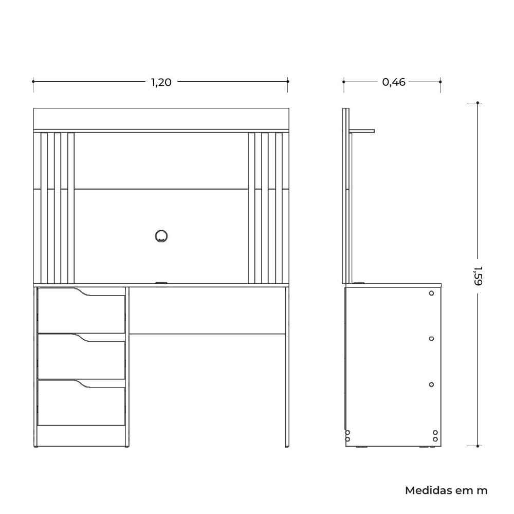Escrivaninha com Painel Doble120x159x46 cm Cinamomo/Off White