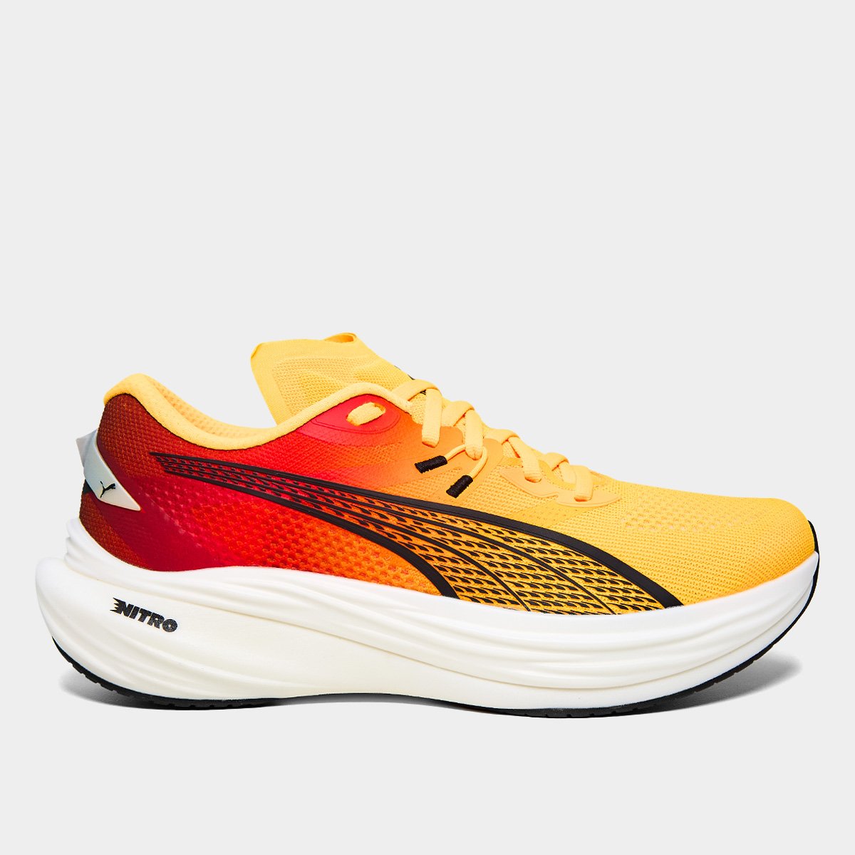 Miniatura Tênis Puma Deviate Nitro 3 Fade WNS Feminino Laranja+Preto - 35