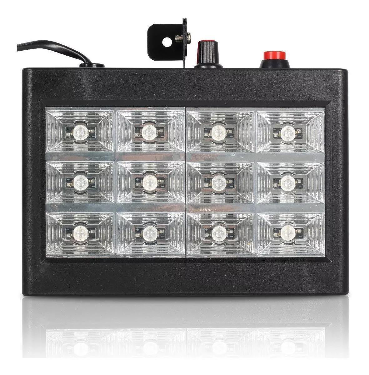 Miniatura Strobo Ritmico Iluminação 12 Cores Led Rgb Pra Festa Balada Strobo