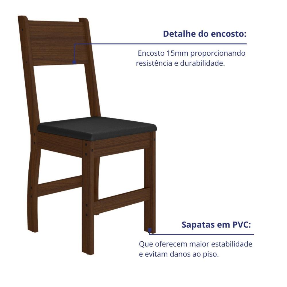Kit 6 Cadeiras para Cozinha Milano Amêndoa/Preto