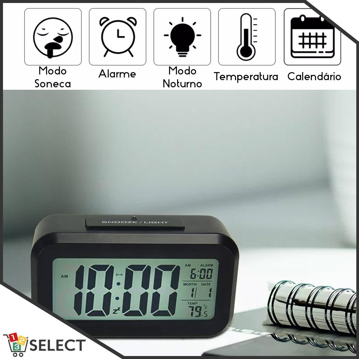 Miniatura Relógio Despertador Digital Inteligente Sensor Led Mesa