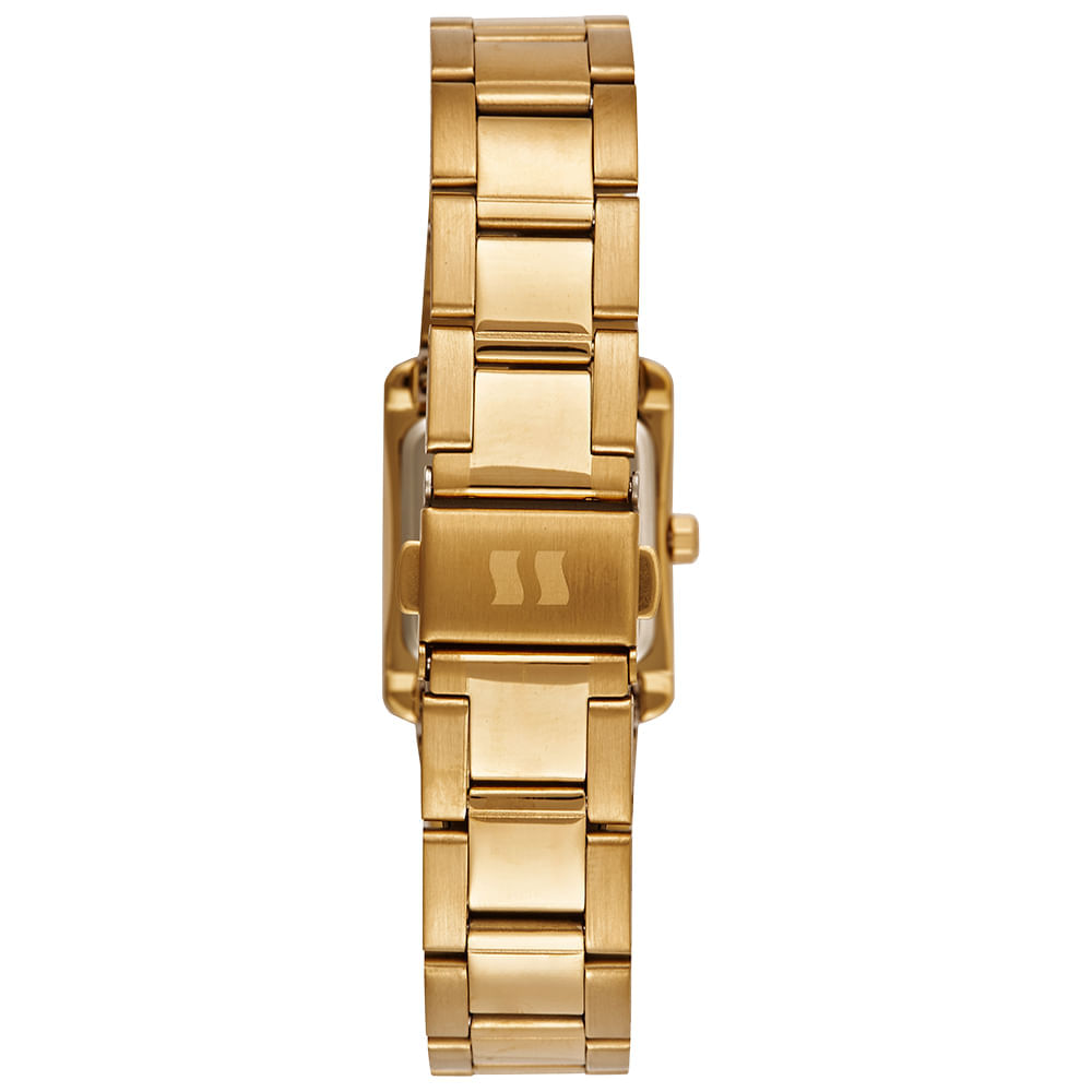 Miniatura Relógio Feminino Dourado Analógico Quadrado
