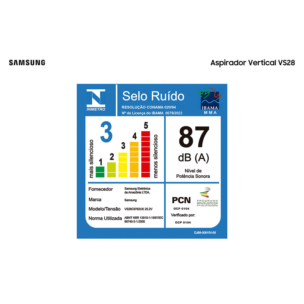 Aspirador de Pó Samsung Vertical sem fio Bespoke Jet com AI Cleaning e Clean Station 110