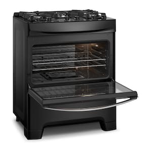 Miniatura Fogão Continental 5 Bocas FC5GB Preto com Mesa de Vidro, Forno Eco Turbo e Tripla Chama – Bivolt