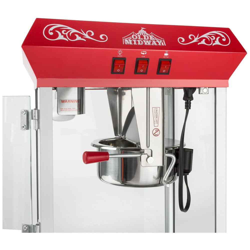 Miniatura Máquina de Pipoca Retro com Panela de 350g, Metal, 120V 850W, Olde Midway