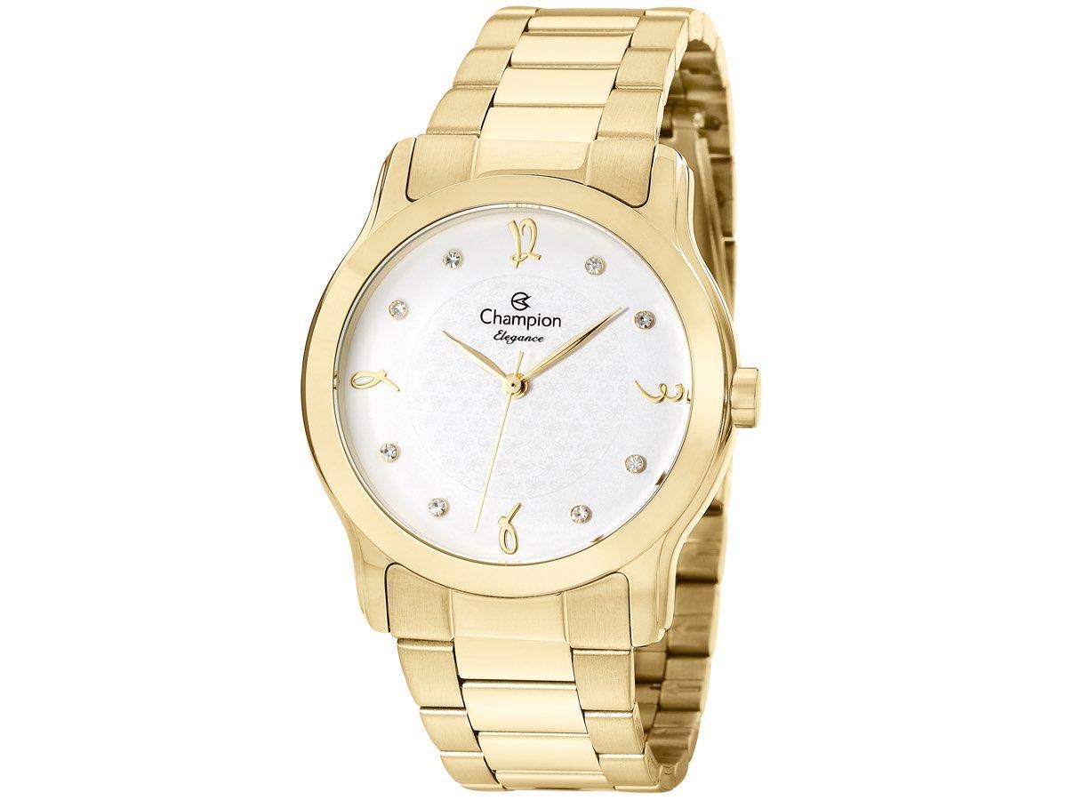 Miniatura Relógio Champion Dourado Feminino Com Pedras Lançamento +