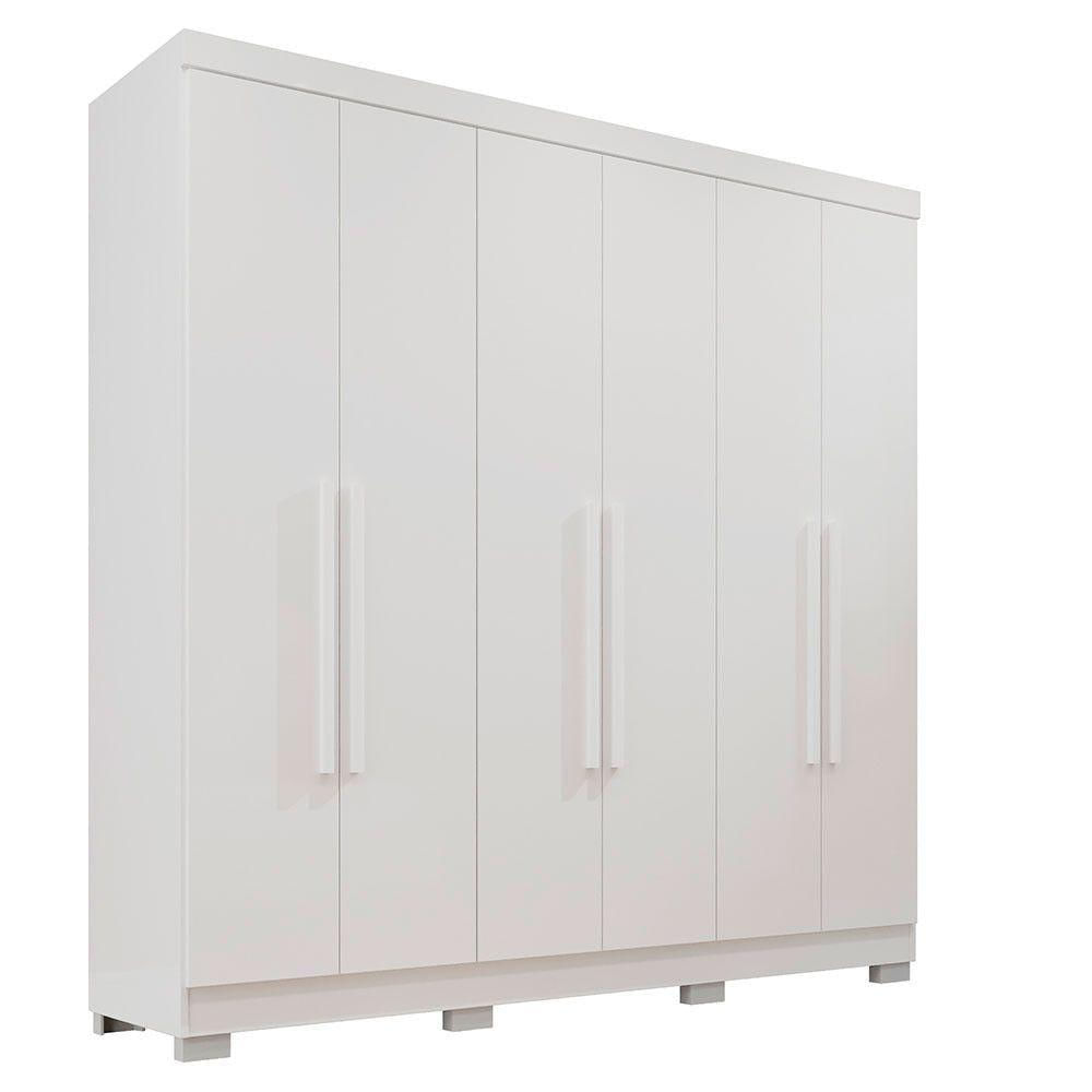Guarda-roupa Casal Com Pé 6 Portas 2 Gavetas Recife Sallêto Branco