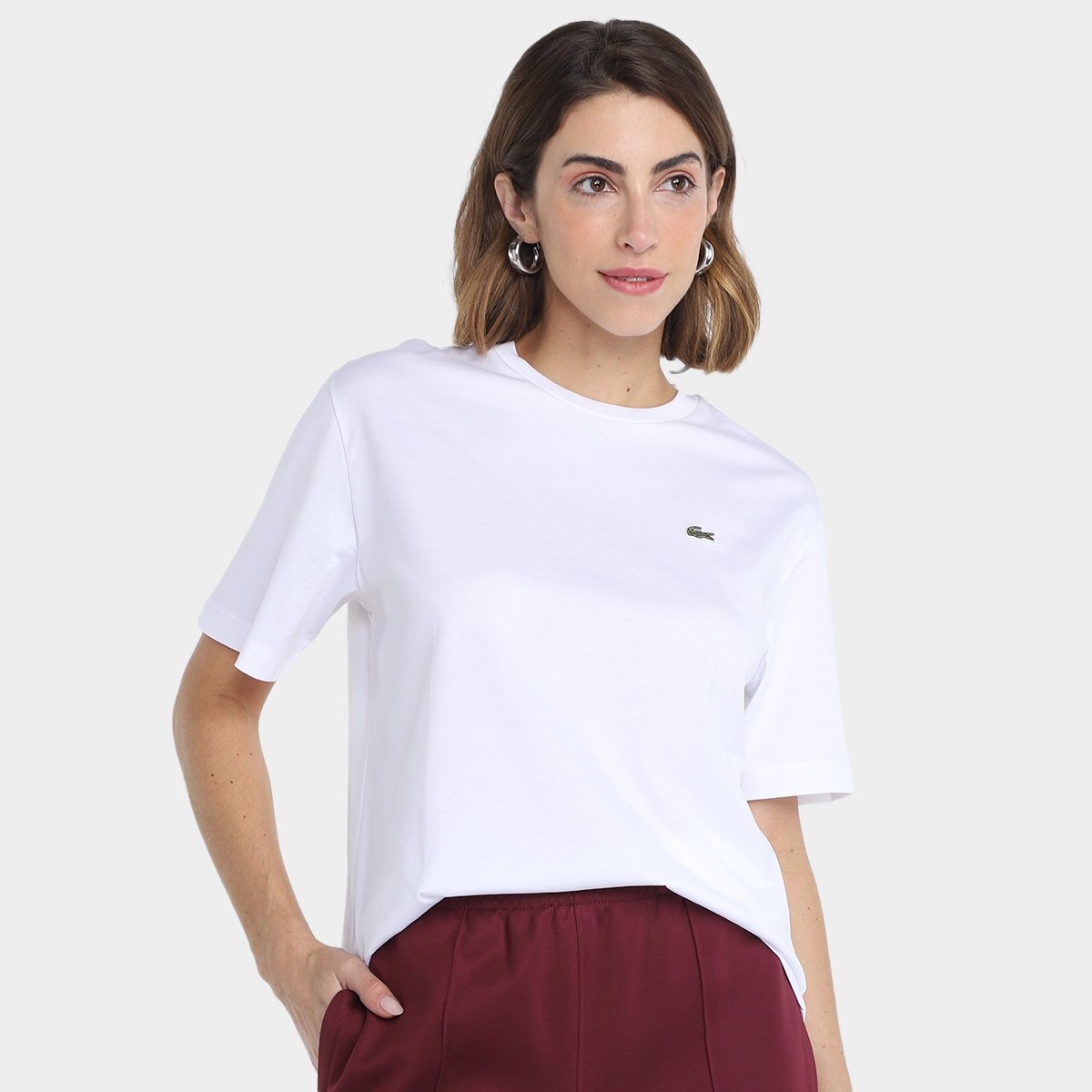 Miniatura Camiseta Lacoste Casual Feminina Branco - EEGG