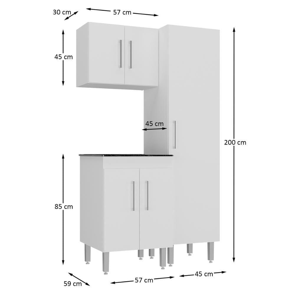 Miniatura Conjunto Armários De Lavanderia Com Gabinete E Tanque 45l Multimóveis Cr30041 Branco-preto