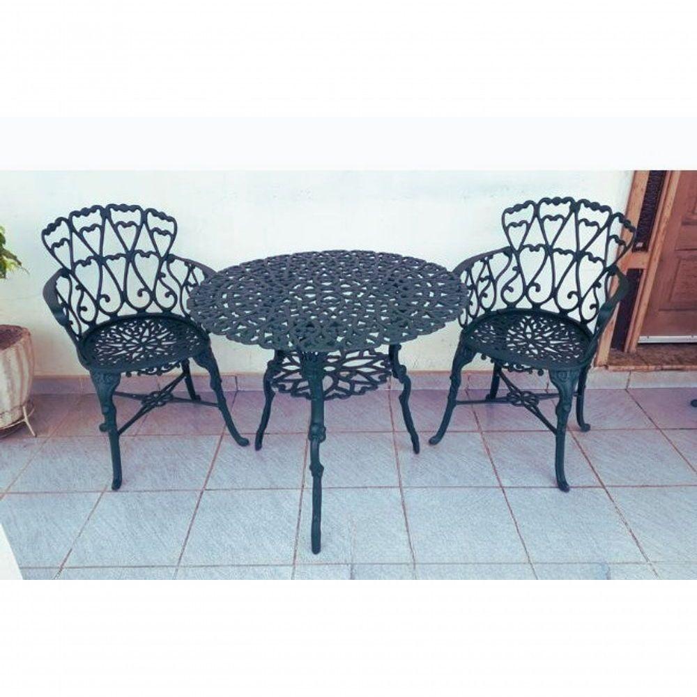Miniatura Conjunto Mesa 2 Poltronas Viena Premium Jardim Varanda Sacada Preto