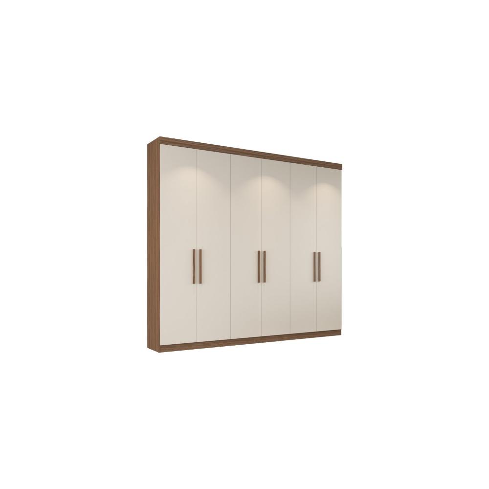 Miniatura Guarda Roupa Casal 6 Portas Bélgica Edez Nogueira/Off White