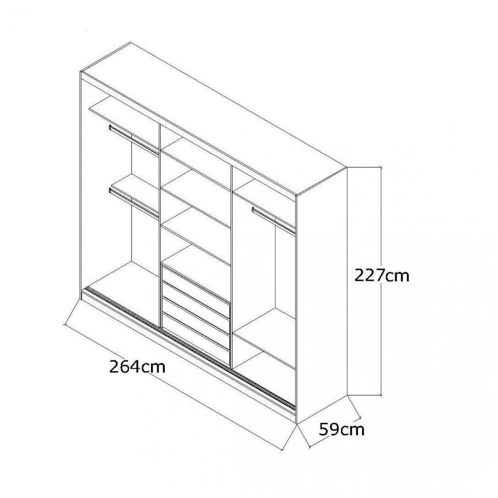 Miniatura Guarda Roupa Casal Espelhado 3 Portas de Correr 4 Gavetas 1905E3 Foscarini Demolição
