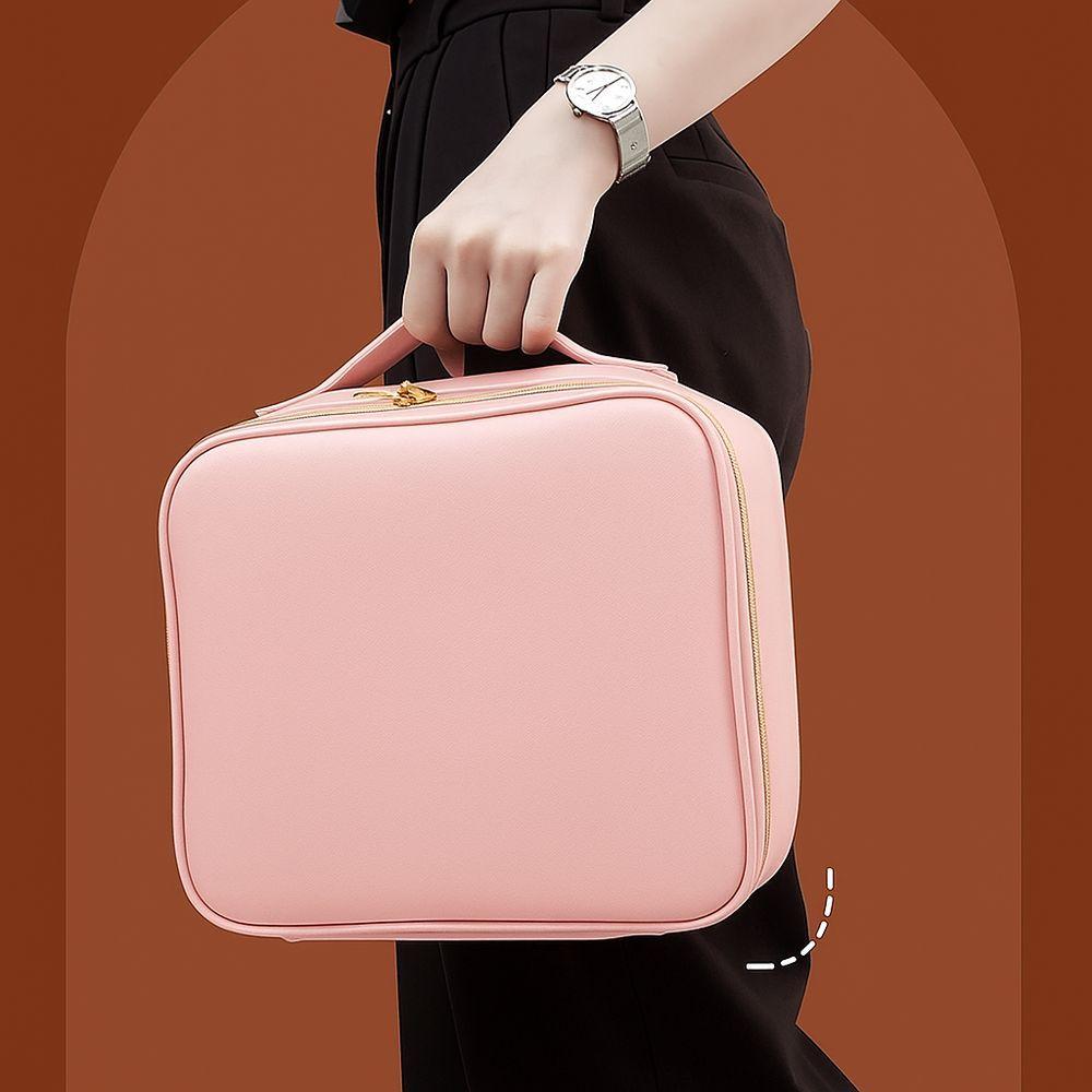 Miniatura Maleta De Maquiagem Com Espelho Led - Ideal Para Viagens - Rosa