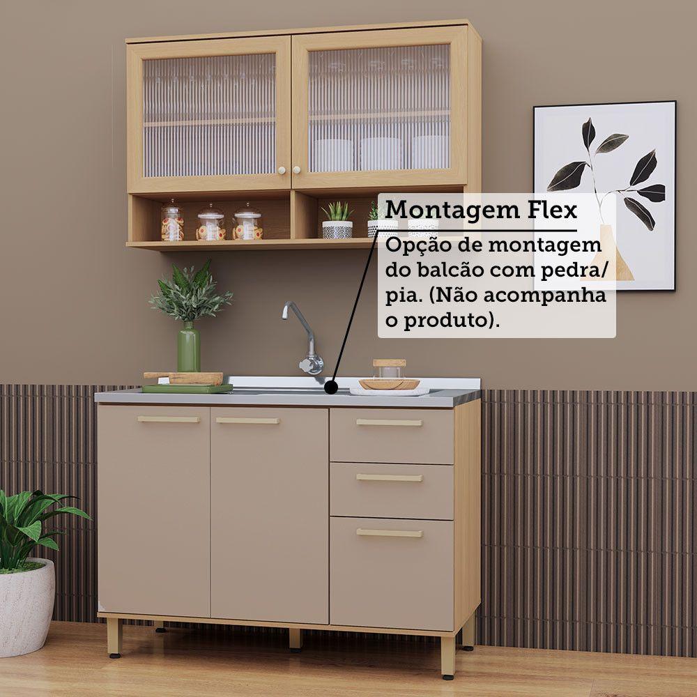 Cozinha Compacta 100% Mdf 2 Pçs 120cm Duna Freijó/Cinammon