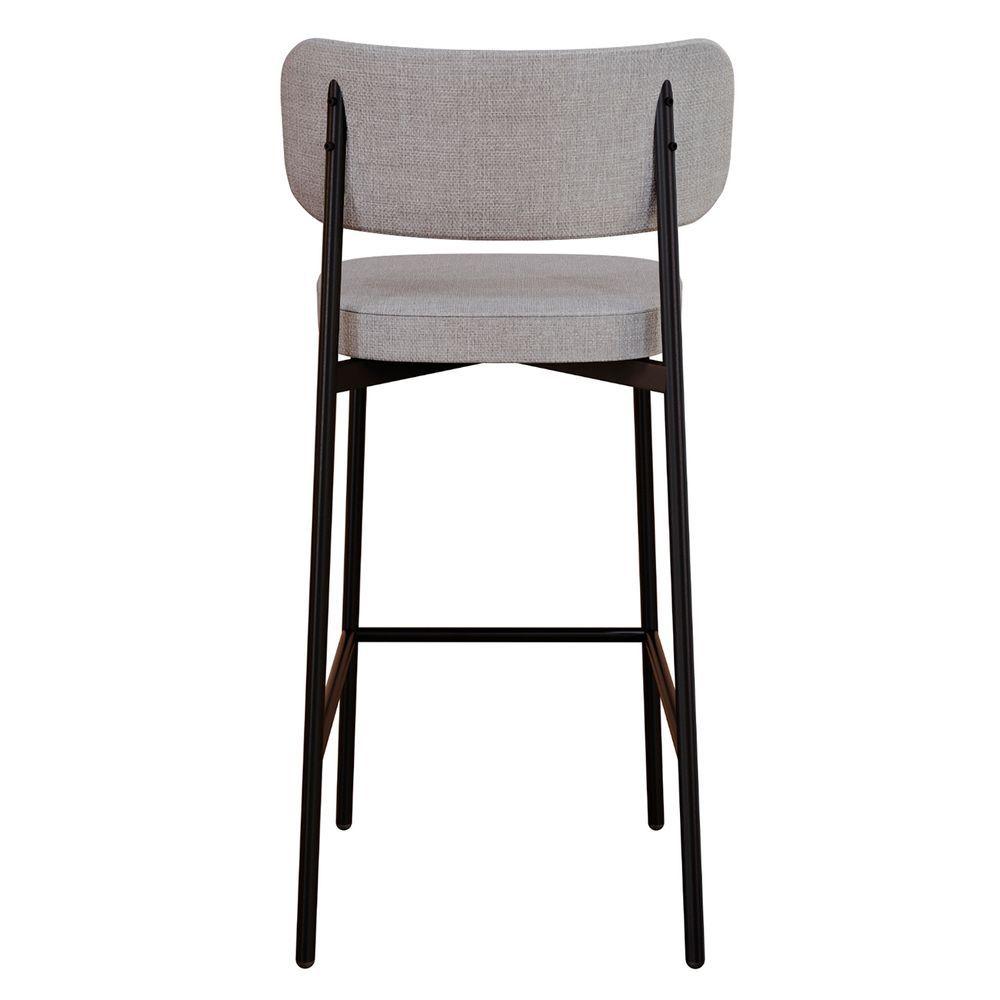 Banqueta Alta Bar Estofada Kit 4 Ella M25 Linho Cinza Cl/preto - Mpozenato