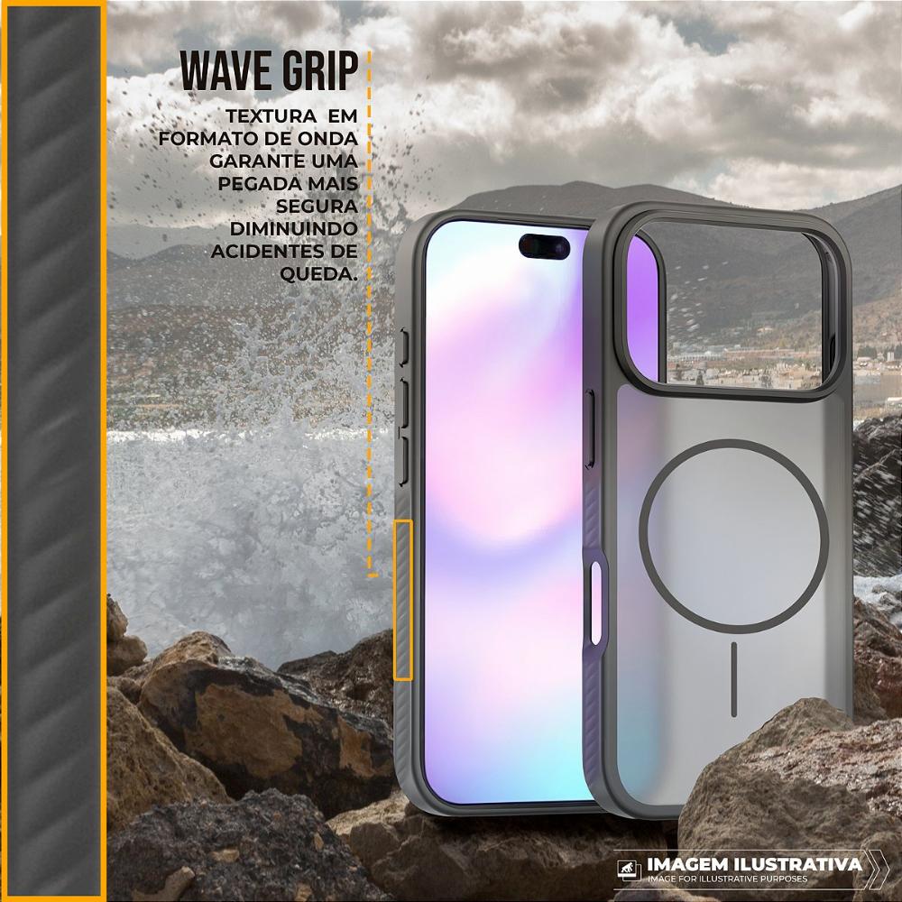 Miniatura Capa case capinha para iPhone 17 - Magsafe Wave Fumê - Preta - Gshield