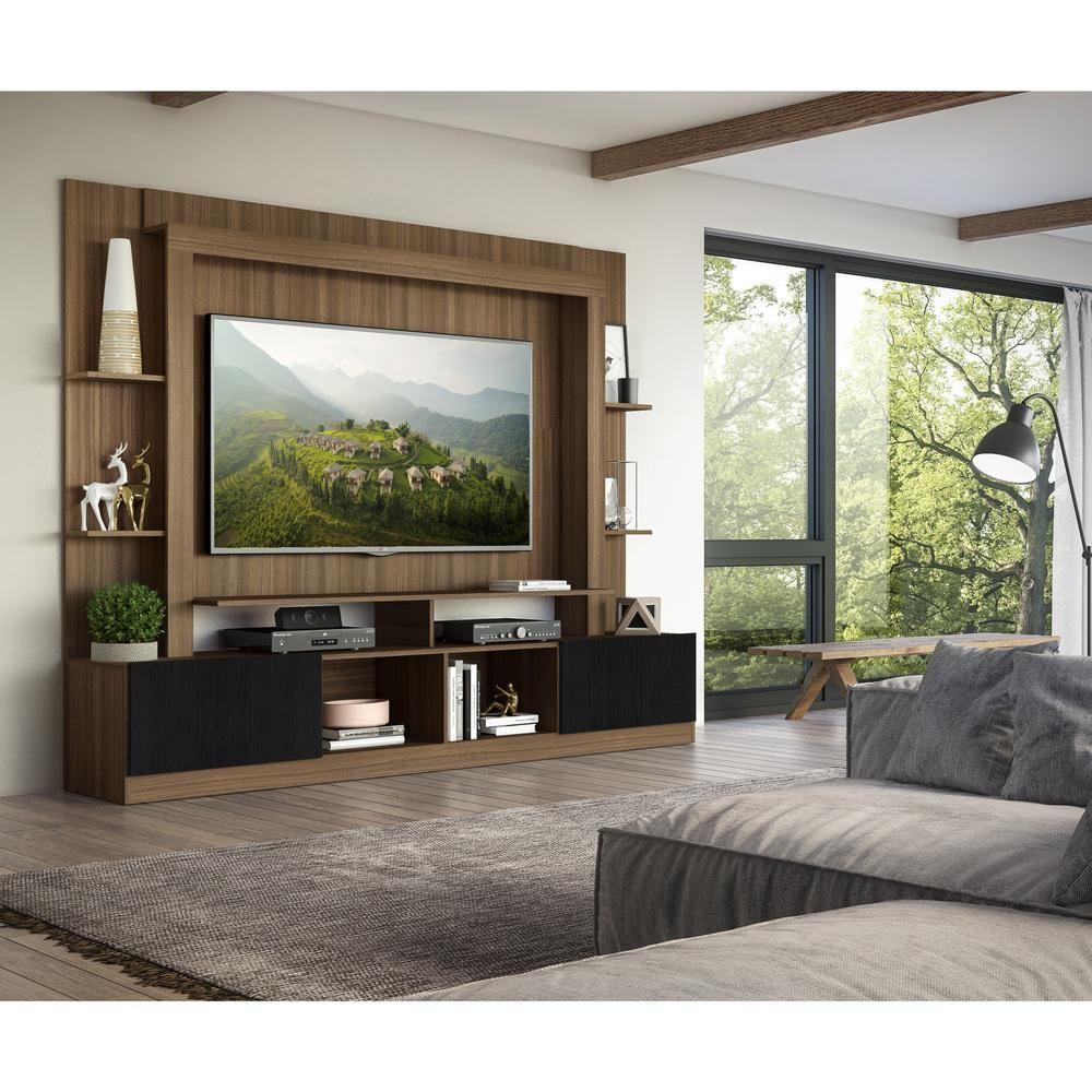 Miniatura Rack Estante com Painel Tv 65 e 2 Portas Oslo Madeirado